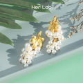 Her Lab Jewelry |Vineyard Themed Pearl Tassel Earrings. 