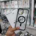For iphone 12 Pro Max Transparent Magnetic Phone Case with Box for Magsafe Wireless Charging Back Cover-Black Cases. 