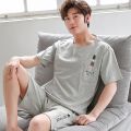 Summer Men Pyjamas 100%Cotton Cartoon Pajamas Set Casual Short Sleepwear Pyjamas Night Suits Pijamas Plus Size 4XL Homewear PJ. 