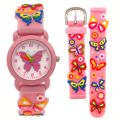 Hot 3D cartoon butterfly quartz wristwatches colorful digital children girls watch small watch kids party gift.