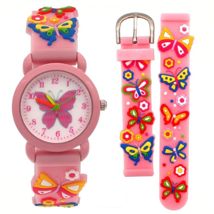 Hot 3D cartoon butterfly quartz wristwatches colorful digital children girls watch small watch kids party gift