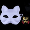 1Pcs Japanese Mask Half Face Hand-painted Cat Fox Mask Anime Demon Slayer Masquerade Halloween Festival Cosplay Prop.. 