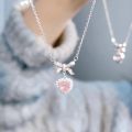 Titanium Steel Cute Pink Love Slim Pendant Necklaces Simple.