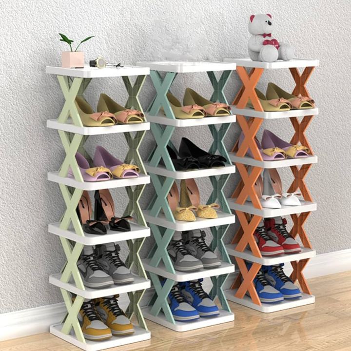 5Layers-New multi-functional household foldable shoe cabinet, home balcony toy foldable storage unit