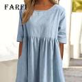 Farfi Women Dress Short Sleeve Nude Color Party Dress. 