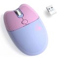 Pink Bluetooth +2.4G Wireless Mouse Cute Cat Silent Click Bluetooth Mouse Adjustable DPI Portable Mouse for Computer iPad Laptop. 