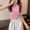 Short Women's Summer Design Sense Pink Slim-Fit Navel Hot Girl Women's Clothing T T-shirt Short Sleeve 2024 Summer New Clothes. 