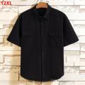12XL 11XL Pus size brother oversized extra large size loose short-sleeved tooling shirt men clothing. 