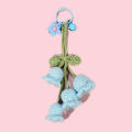 Handmade Keychain  Knitted Keyring  Fashion Yarn  Crocheted Bell Orchid Flower  Car Key Ring Charms. 