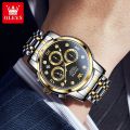 OLEVS Men's Watch Waterproof Diamond set Dial Chronograph Luminous Calendar Stainless Steel Strap with Gift Box 2889.