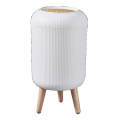 High-Legged Wood Grain Trash Can Plastic Dustbin.