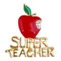 Apple Super Teacher Rhineston Inlaid Brooch Pin Badge Christmas Teacher Day Gift. 