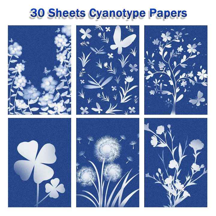 Cyanotype%20Paper,%2030%20Pcs%20A5%20Sun%20Print%20Paper%20Kit,%20High%20Sensitivity%20Sun%20Print%20Nature%20Printing%20Paper%20Solar%20Drawing%20Pape%20-%20Image%202