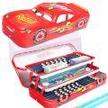 Disney Pixar Cars Pencil Case Children Tationery Box Large Capacity Kindergarten McQueen Car Three-dimensional Pencil Box.