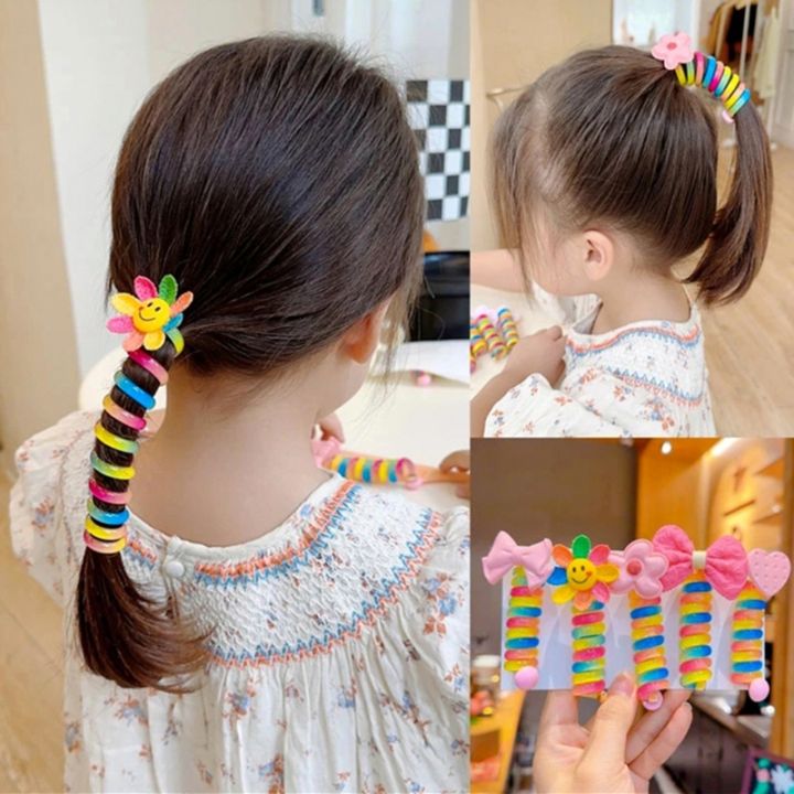 Children Dopamine Girls Jelly Color Ponytail Elastic Hair Bands Rubber Tie Bundle Scrunchies Telephone Wire Kids Accessories