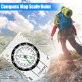 Multifunctional Outdoor Equipment Portable Compass Map Scale Ruler for Hiking Camping.