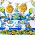 Pokemon Pikachu birthday party Disposable decorations tableware Set Plate Cup cake topper Birthday Party Supplies Action Figure. 
