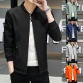 Spring and Autumn New Men's Jacket Coat Simple Solid Baseball Neck Zipper Windbreaker Coat Cycling Coat.