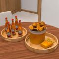 NAMUNY Round Serving Tray with Handles - Wooden Bamboo Circle Tray for Coffee Table, Food, Ottoman 11.81 Inch X 1.57 Inch.