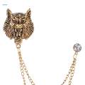 Animal Lapel Pin for Men, Retro Lion Brooch Jewelry Accessories Lapel Pin Chain Tassel Brooch for Career Suit Shirts Scarf Wedding.