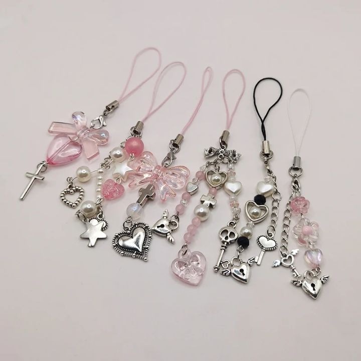 Pink Y2K Phone Charms Pendant Kawaii Key Chain For Bag
