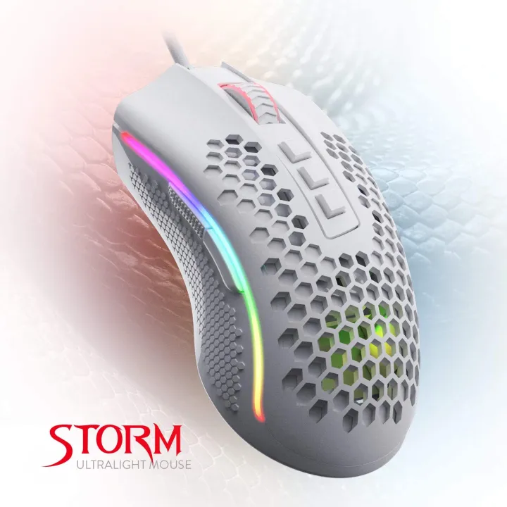 Redragon%20M808%20Storm%20Lightweight%20RGB%20Gaming%20Mouse,%2085g%20Ultralight%20Honeycomb%20Shell%20-%2012,400%20DPI%20Optical%20Sensor%20-%207%20Programmable%20Buttons%20-%20Precise%20Registration%20-%20Super-Lite%20Cable%20-%20White%20-%20Image%208