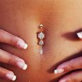 New Fashion Piercing Navel Nail Body Jewelry Flower Pendant Crystal Belly Button Rings for Women Girls #77463.