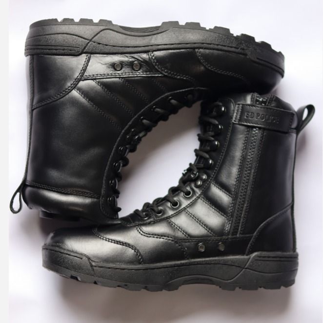 Orginal 100% Leather long zipper boots for mens- bikers Outdoor Boots for Men-