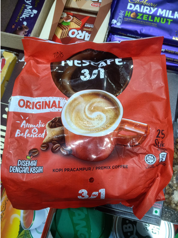 Nescafe 3 in 1 Original Aromatic & Balanced Premix Coffee 18g × 25 Sticks (Malaysian)