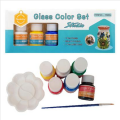 Keep Smiling Glass Color Paint Set – 6 Colors with Brush & Palette.