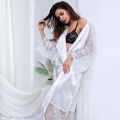 Wedding Dressing Gown Women Long Satin Bride Robes Lace Silk Kimono Bathrobe Bridesmaid Nightwear See Through Sleepwear.