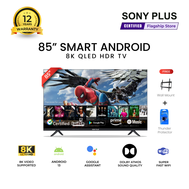 Sony Plus 85 inch Smart Voice Control QLED TV Wi-Fi UHD 8K Supported Android Television