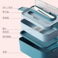 Portable Lunch Box With Microwave Oven Heating For Work Fat Reduction Lunch Box With Compartment And Lid Double Layer Lunch Box. 