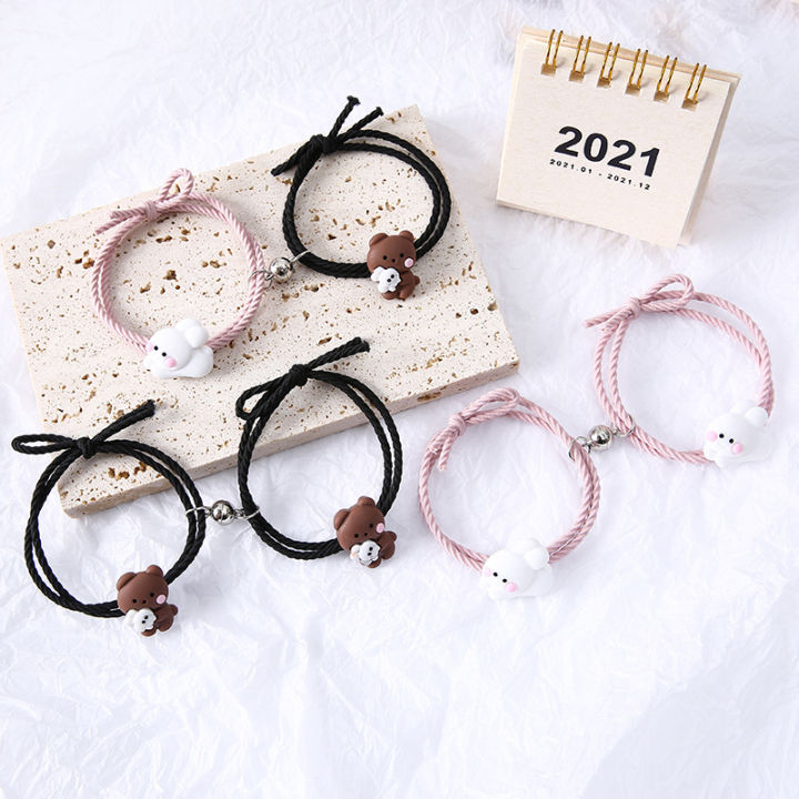 New%20Hugging%20Bear%20Bunny%20Magnetic%20Couple%20Bracelet%20Kid%20Friend%20tudent%20Cartoon%20Rubber%20Band%20Hair%20Rope%20Fahion%20Gift%201Pair%20-%20Image%204
