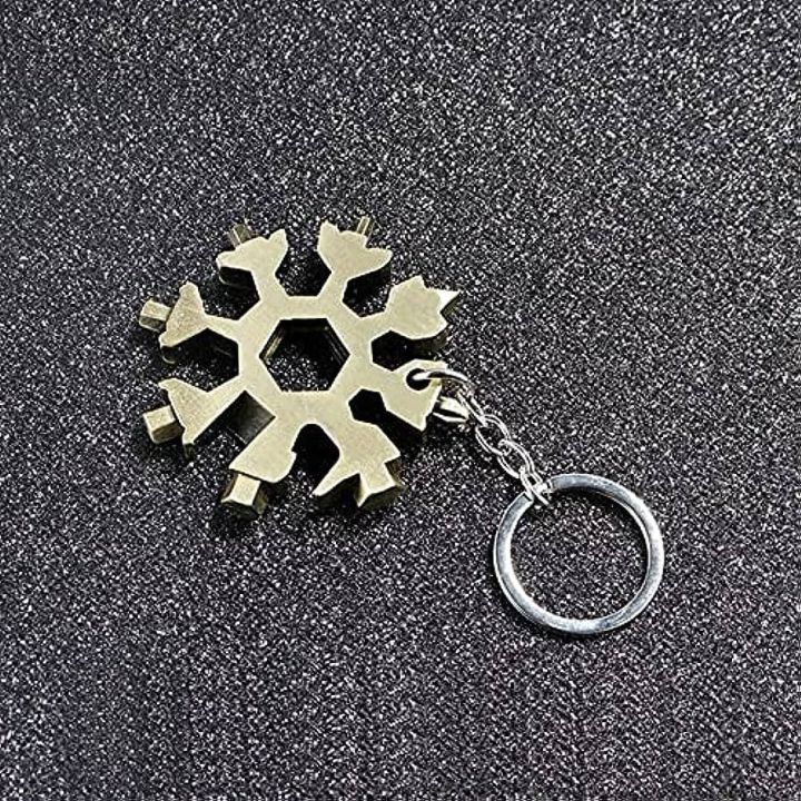 18 In 1 Snowflake Multi Pocket Tool Keychain Spanner Hex Wrench Multifunction Screwdriver Multipurpose Camp Survive Outdoor Hike  sara collection zone