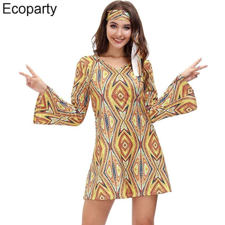 Women%20Floral%20Fashion%20Mini%20Dresses%20Hippie%20Girl%20Costume%20Flare%20Sleeve%2070's%20Disco%20Dress%20Ladies%20Party%20Clubwear%20Retro%20Hippy%2070s%20Dress%20-%20Image%202