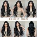 GEMMA Black Long Wavy Synthetic Wig Natural Black Body Wave Wigs for Women Afro Cosplay Daily Hair Middle Part Heat Resistant. 