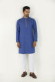 Masculine Royal Blue Semi Fit Jacquard Panjabi For Men. 