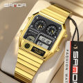 Sanda Retro Trendy Punk Dual Display Luminous Waterproof Electronic Quartz Men's Watch SD3192-3.