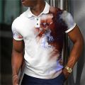 Simple Men'S Polo Shirt Splash Ink Printing Daily Casual Short Sleeve Street Top Tees Summer Men Clothing Loose Oversized-Shirts. 
