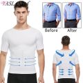 Men Body Shaper Toning T-Shirt Slimming Shapewear Corrective Posture Belly Control Compression Man Modeling Underwear Corset.