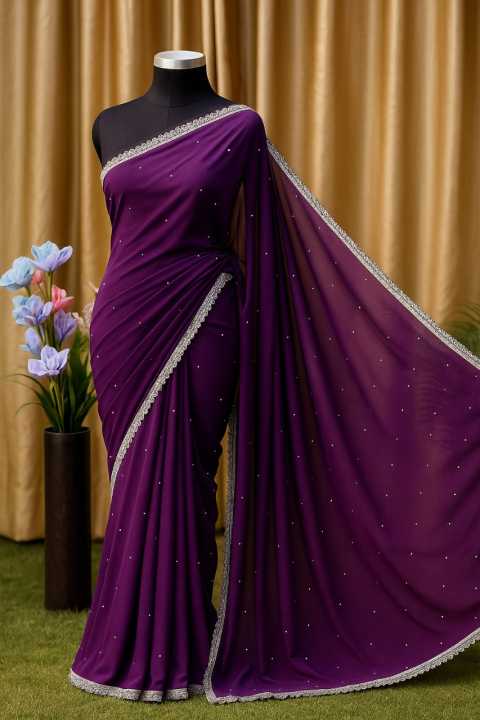 Georgette%20High%20Quality%20Stylish%20Lase%20Fitting%20And%20stone%20work%20Saree.%20Saree%20with%20unstitched%20Blouse%20for%20Women%20-%20Image%203