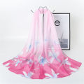2024 Summer New Women's Lucky Bird Girl Chiffon Long Silk Scarf, Yiwu Small Scarf, Flower Scarf, Scarf, 38 Festival. 