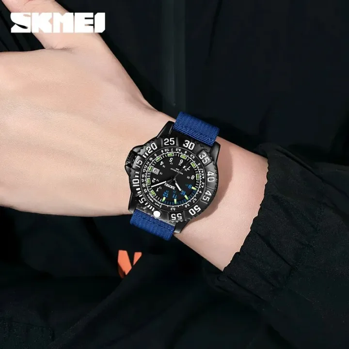 SKMEI%209281%20Fashion%20Sport%20Men%20Quartz%20Watch%20Nylon%20Luminous%20Date%20Calendar%20Mens%20Waterproof%20Wristwatches%20Military%20Clock%20reloj%20hombre%20-%20Image%203
