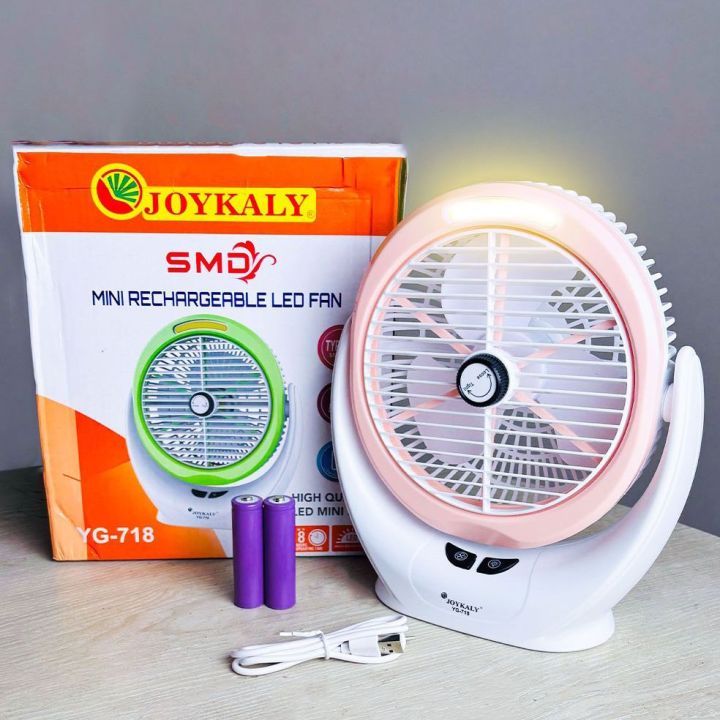 JOYKALY%20YG-718%20Rechargeable%202400mAh%20Lithium%20Battery%20Strong%20Wind%20Portable%20Fan%20With%20LED%20Lamp%20-%20Image%202