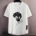【Two-piece set】Ice Silk Summer Korean Style Loose Embroidery Youth MenTT-shirt Fashionable All-Matching.