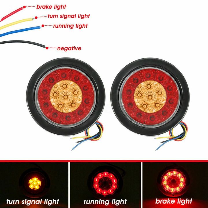 2X%20Round%204Inch%20Red/Amber%20LED%20Truck%20Trailer%20Tail%20Lights%20Brake%20Lights%20-%20Image%202