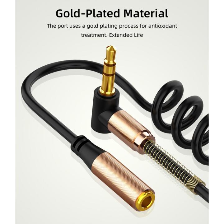 Audio Cable 3.5mm Elbow Spring Retractable Extension Cord Audio Cable Suitable For Mobile Computer Speakers