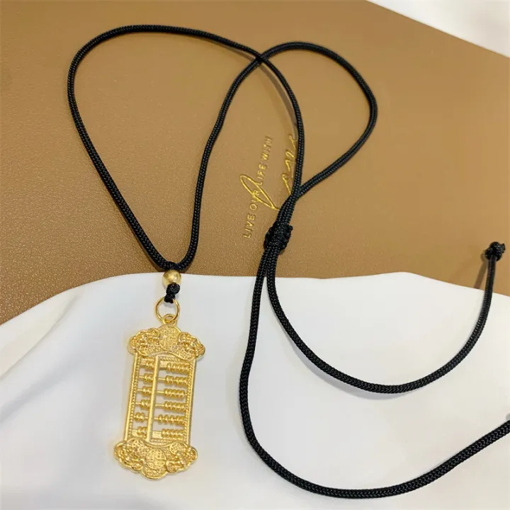 Chinese%20style%20abacus%20engraved%20blessing%20pendant%20Vietnamese%20sand%20gold%20jewelry%20does%20not%20fade%20for%20a%20long%20time,%20little%20red%20book,%20black%20rope%20necklace%20female%20wholesale%20-%20Image%204