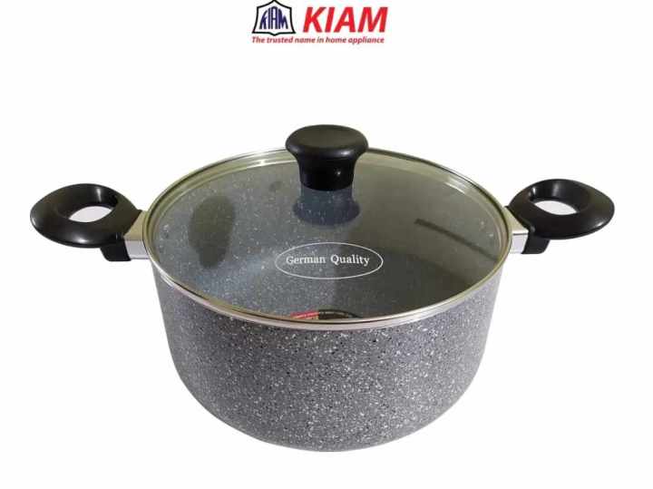 Kiam Marble Coated Casserole With Glass Lid 24CM IB (Induction bottom)
